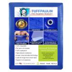 TUFFPAULIN 60FT X 40FT 120 GSM Blue Printed Virgin MLCL Tarpaulin Film Tirpal Tadpatri Tharpai Thadika, UV Resistant Eyelets, Waterproof, 6 Layer 3D Rib Technology-1 No.