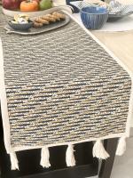 Teertha Hand Woven Cotton Jute Center Table Runner with Tassels for 6 Seater, Size - 13X72 Inches