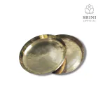 SHINI LIFESTYLE Pure Brass Dinner Plate, Thali Set For Pooja & Serving Purpose, Brass Dinner Plate,28cm
