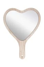 Victor Mirrors Hand Held Mirror for Makeup, Wooden Heart Shaped Hand Mirror Portable Travel Vanity Mirror for Men&Women 7.5x10 Inch - Medium size