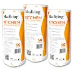 MasKing Orange Pattern Sheet Kitchen Tissue, Swipe, Towel Roll Multi-Purpose Dry Cleaning Roll Reusable Washable Easy to use Cleaning Tissue Household Sheet (50 Pulls Per Roll) Pack of 03