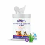 Petvit Sanitizing & Grooming wipes for Dogs and Cat, 50 Wipes -Large Pet Wipes for Dogs and Cats - Cleans Ears, Face, Body and Eye Area, Paraben Free All Breed Dog & Cat - 50 Wipes for All Age Group
