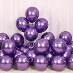 Hippity Hop Rubber Purple Metallic Chrome Balloon (Pack Of 10)