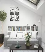 kraftkulture aryacraft Arya Craft Set of 4 Islamic Wooden Wall Art Sabr, Shukr, Dua, Tawakul Pack of 4 (12 inch X 12 inch, Black)