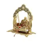 Handicrafts Paradise Handicrafted Pooja Jhula | Swing | Palana | Nand Gopal Palana in Metal - 8.25 x 4.75 x 9.75 inches