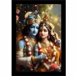 ZIG ZAG Printed Posters With Frames for Wall Decoration God Radha Krishna Photo Framed Painting Wall Frames for Bedroom Living Room Pooja Room Decorative Gift Items for Home Decor-8x12 inch-112