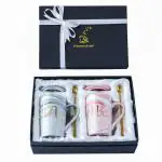GRETZOMALL Coffee Mugs Set for Couples - 400ml MR & MRS Mugs with Lid & Spoon | Perfect Gift Box for Weddings, Anniversaries, and Special Occasions (Pack of 2)