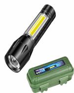 ZARWAR USB Rechargeable Waterproof Mini LED Flashlight - 3 Light Modes, Compact Torch for Outdoor, Emergency, and Daily Use, Durable & Portable, Perfect for Camping, Hiking, and Home - Black