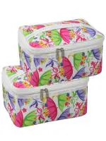 atorakushon Nylon Travel Makeup Bag,Large Capacity Cosmetic Bags Jewellery Organisers for Travel Women, Portable Pouch Toiletry Bag Organizer with Handle, Pack of 2 (Multicolor)