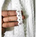 LACESNMORE Lace cotton black crochet trainigle croshia Lace border trims material DIY crafting fabric embroidery applique accessories sewing supply dupatta saree ribbon (White, 20meter)