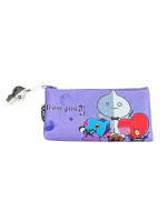 Radhya Accessories BTS BT21 Pencil Pouch with BTS keychain tag for Kids cartoon Pencil pouch for school Utility pouch for travel Birthday Gift (Pack of 1)