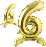 AMFIN (Pack of 1) 32 inch Self Standing 6 Number Balloons Birthday Party Decoration, 6th Birthday Party Decoration Items, Golden 6 Number Balloons, 6 Number Foil Balloons Golden