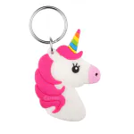 Caristo Two Sided Unicorn Fairy Animal (KC-181) Pink White Rubber Keychain for Car Bike Girls Women Men Kids Keyring