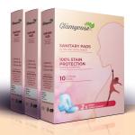 Glamycose Cottony And Ultra Soft Santary Pads ( L-Size 50 pieces) ( Pack Of - 3 ) | Anti Bacterial | Rash Free | High Absorbency| Toxin - Free | Organic Cotton Pads | Dermatologically Tested Sanitary Pads For Women Or Girl | 50 Pad (Pack Of 3)