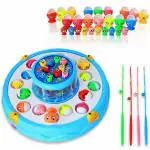 Globular GoGo Fishing Electric Rotating Magnatic Fishing Game with Lights and Music, 26 Fishes and 4 Rods Play Set