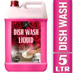 BLISS & BLUSH Dishwash Liquid 5 Liter Pink Leaves No Residue, Grease Cleaner for All Utensils, Concentrated Dishwash Liquid Kitchen Soap