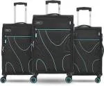 Safari Contour 8 Wheels Set of 3, 55, 65 and 75 Cms Small, Medium and Large Trolley Bags Soft Sided Polyester 360 Degree Wheeling System Luggage, Trolley Bags For Travel, Suitcase For Travel, Black