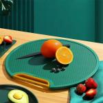 SURKHAMART Kitchen Plastic Round Cutting Serving Chopping Board Vegetable and Fruits, Cheese Cutting Chopping Block Thickened Kitchenware Safe Durable Chopping Board