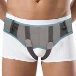 Accusure Grey Blue Hernia Belt For Men Hernia Support Truss With 2 Removable Compression Pads (M)