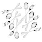 Cracker Silver Stainless Steel Heavy Gauge Spoon And Fork Set (Pack of 12)