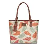 The Clownfish Aviva Cream Polyester Aviva Printed Handicraft Handbag For Women