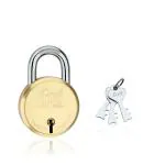 Link Brass 65mm New Round Lock with 3 Silver Keys with 10 yrs Warranty