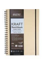 Brustro White Toned Paper Kraft Sketchbook Wiro Bound Size A4 100GSM (100 Sheets) 200 Pages