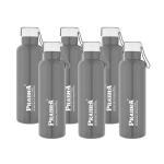 Prabha Craze Black Double Wall Stainless Steel Fridge 24 Hours Hot and Cold Water Bottle Office College School Kids, Capacity 350 ml, Set of 6