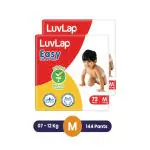 LUV LAP Easy Pant Style Baby Diapers, Medium (M), 72 Count, For babies of Upto 7-12Kg with Aloe Vera Lotion for rash protection, with upto 12hr protection, Pack of 2.(144pieces).