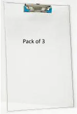 Shining Zon Acrylic Unbreakable Clipboard Writing Pad, for Office, Exam Board for Kids/Students, Transparent Exam Pad, Examination Clipboard Size 9.5 x 13.5 Inches (Pack of 3)