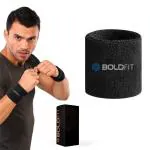 Boldfit Sweat Wrist Band for Men Gym 3 Inch Sweat Wrist Support for Sports - Black