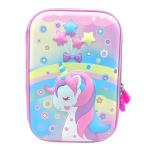 SAMVARDHAN Hardtop EVA Pencil Case Stationery Box Pen Holder Zipper Pouch Cosmetics Organizer School Kids Girls Women Multipurpose (Set of 1) (Unicorn)