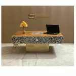 Bone inlay Antique Furniture Handmade Bone inlay Wooden Coffee table (90x90x45)CM