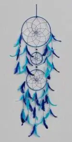 Ryme Blue Dream Catcher For Bedroom Balcony And Light Feathers, 17cm Dia, 30 Inch
