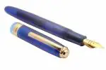 Ledos Blue Acrylic Click Falcon Demonstrator Fountain Pen Fine Nib with Golden Trims