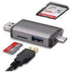 Tech Gear SD Micro SD Card Reader, 3-in-1 USB 3.1 USB-C Type-C 3.1 Micro USB 2.0 Connection Port, High Transfer Speed up to 312MB/s, Compatible with Computer, Laptop, OTG Enable Phone and Tablet