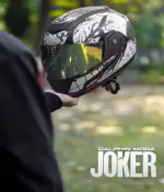 Dalphin Moda GREY MEGA JAZZ JOKER GRAPHIC STICKER ISI APPROVED Motorbike Helmet Motorbike Helmet (Multicolor)