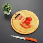 HAZEL Chopping Board Wooden Round|Neem Wood Vegetable Chopping Board For Kitchen|Oval Shape Thick Wooden Cutting Board, Diameter 30 cm