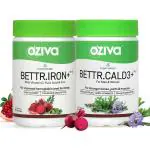 OZiva Bettr.CalD3+ (with Plant-Based Calcium and Vitamin D3 and Vitamin K2) for Stronger Bones, Joints & Muscles, Better Absorption than synthetic (Bettr. CalD3 + Bettr.Iron+ Combo Pack)