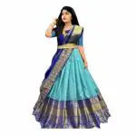 New Designed South Indian Lehenga Choli For women And Girls-Kumkum-Sky Blue