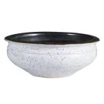 Caffeine Brown, White Stoneware Serving Bowl