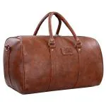 Leather world Tan PU Leather Duffle Bag