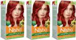Nisha Creme Hair Color for Women & Men Long-lasting 100% Grey Coverage Permanent Hair Colour for Soft Shiny Healthy Hair Flame Red (120g, Pack of 3)