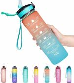 SMALLCLOUD Unbreakable Silicone Water Bottle with Motivational Time Marker, Leakproof Durable BPA-Free Non-Toxic for Office, Home and Kitchen Outdoor Fitness and Gym(850ML, Multicolour, set of 1)
