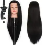 AHS Hair Dummy Synthetic Black For Cutting & Styles Dummy Training Head Cosmetology Length 24-26