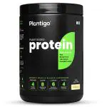 Plantigo Plant Based Protein Powder, Pea Protein, Brown Rice Protein, Muscle Weight Gain, Fat Loss, Amino Acid Profile, Vitamins, Minerals, Vanilla For Men And Women, 1 Kg