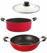 Nirlon 3 pcs of Red Non-stick Dishwasher Safe Kitchen Utensils Combo Set