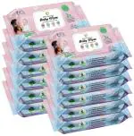 Mom & World Natural 98% Pure Water Baby Wipes, Plant Based , 3X Soothing With Aloe Vera, Calendula & Cucumber, pH Balanced, Extra Thick | Extra Moist, 72 N Wipes x Pack of 12