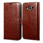 Tingtong Vintage Leather Finish Flip Cover for Samsung Galaxy Grand Prime G530/J2 Prime | Inside Pockets & Inbuilt Stand | Wallet Style Back Case | Magnet Closure (Brown)