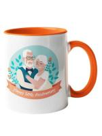 AKP Sublimation Happy 50th Anniversary Multicolor Square Ceramic Mug 325 ml (CHILLAAO-3TORANGE-1090)